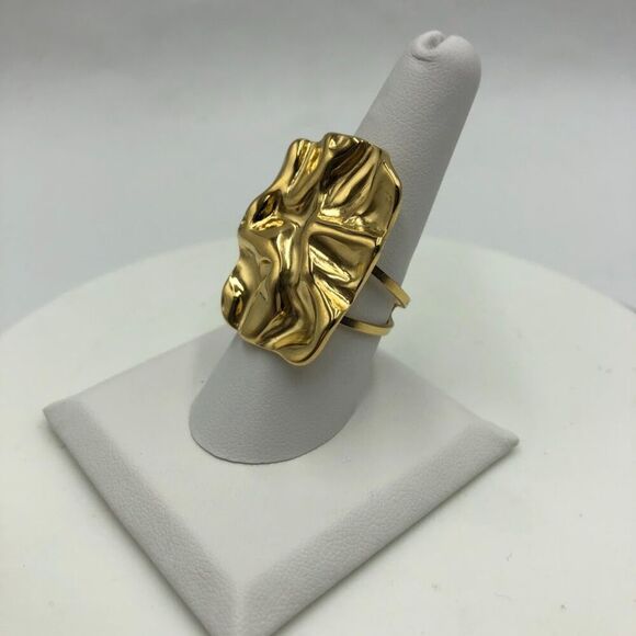 18K Gold Plated Women's Art Inspired Open Back Ring Hypoallergenic Waterproof - Picture 5 of 10